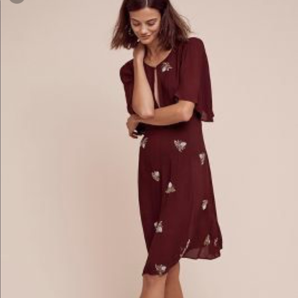 Flutter Sleeve Beaded Firefly Dress